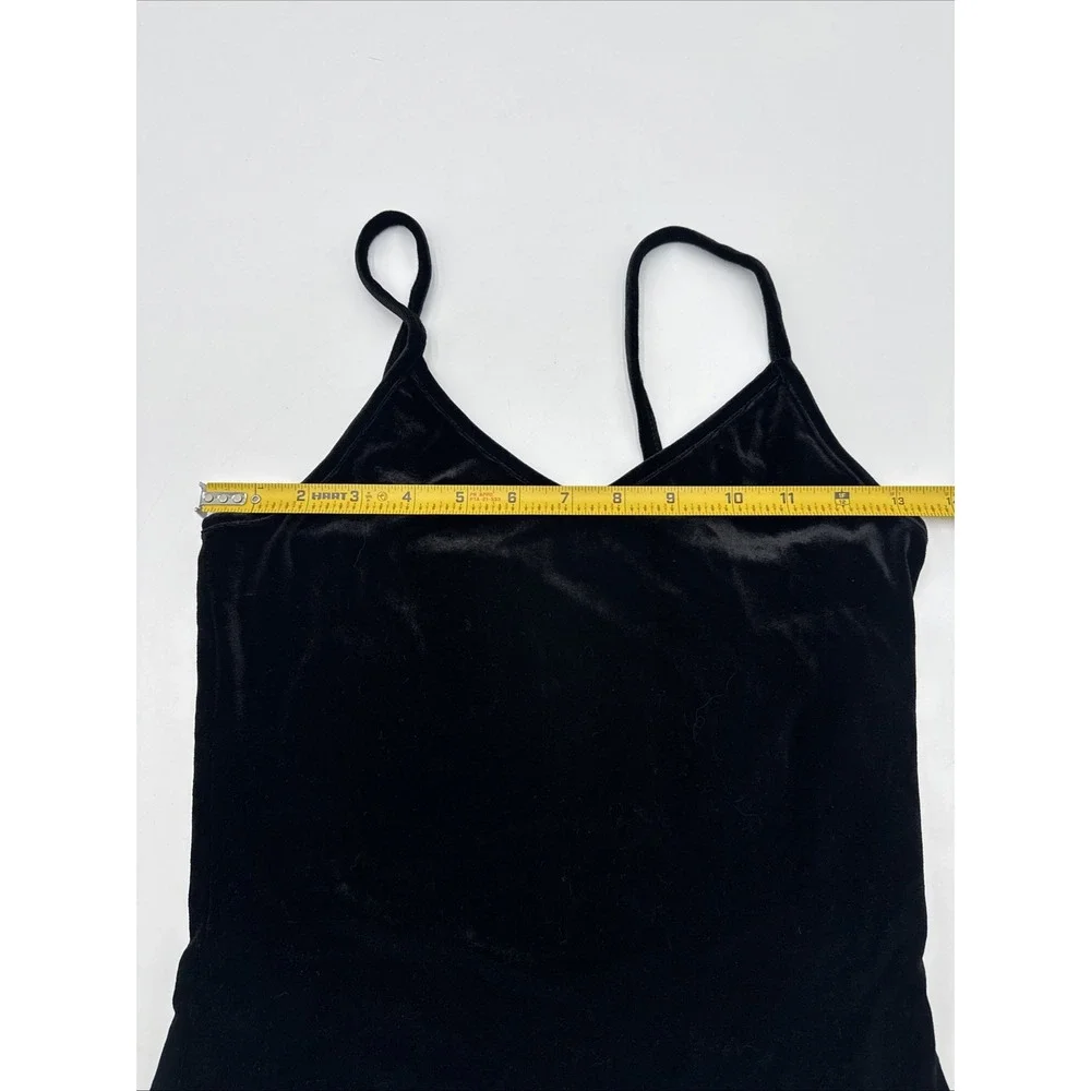 Garage Y2K Black Velvet Whimsigoth Cropped Camisole Tank Top Gothic Size P Small
